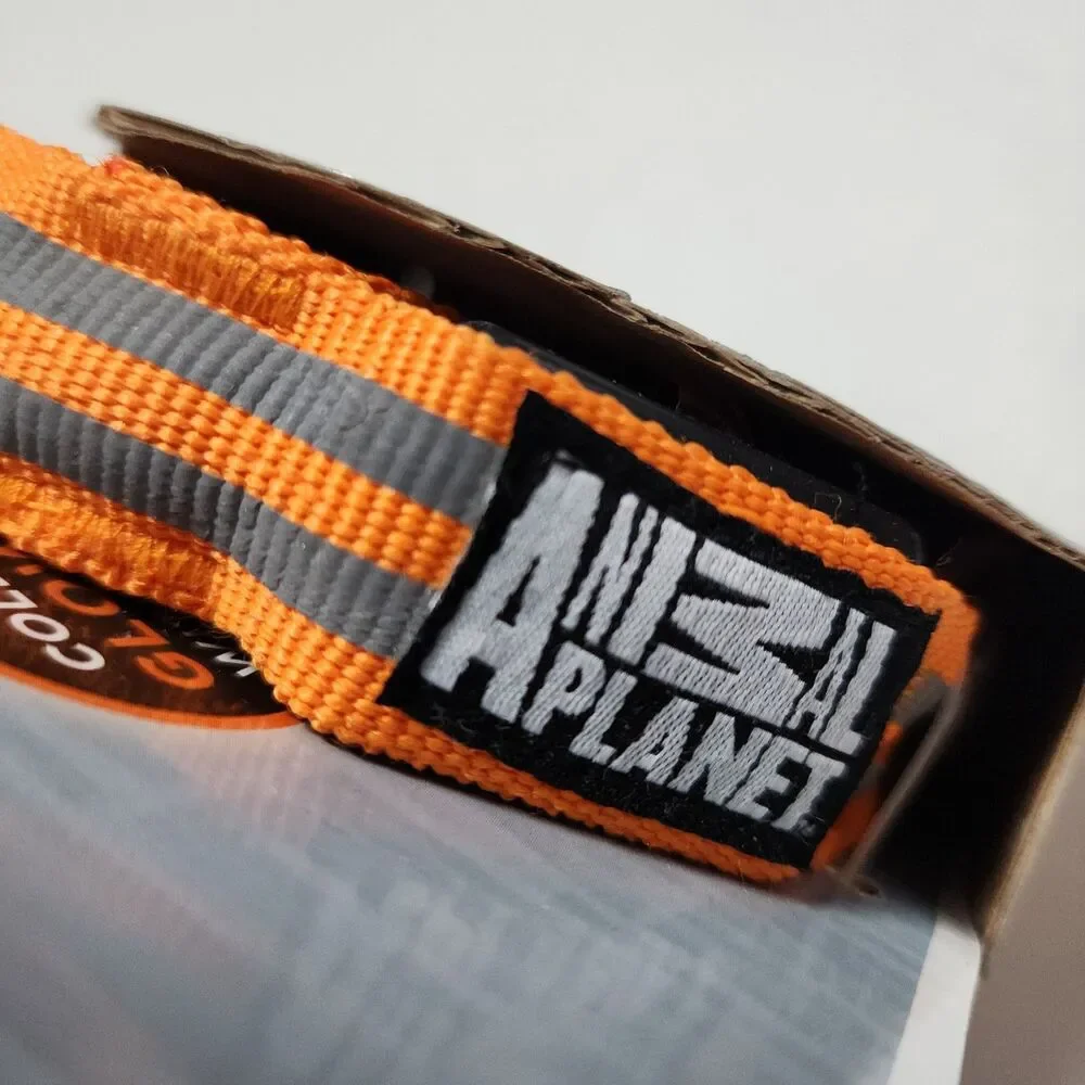 NWT Animal Planet Adjustable LED Dog Collar Orange Safety Light Up Small